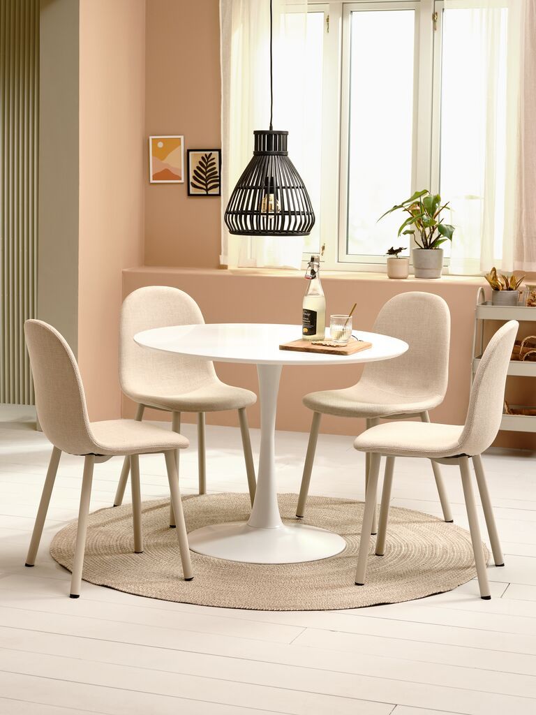Bàn ăn | RINGSTED | gỗ công nghiệp/bê tông/sắt | trắng | Ø100xC75cm