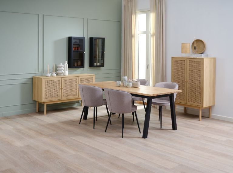 Bàn ăn | SKOVLUNDE | gỗ công nghiệp/veneer sồi | màu sồi/đen | R90xD200xC76cm