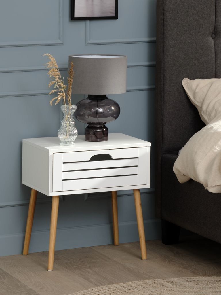 Tủ đầu giường | BROBY | gỗ công nghiệp/tre ép | trắng/tự nhiên | R45xS38xC50cm