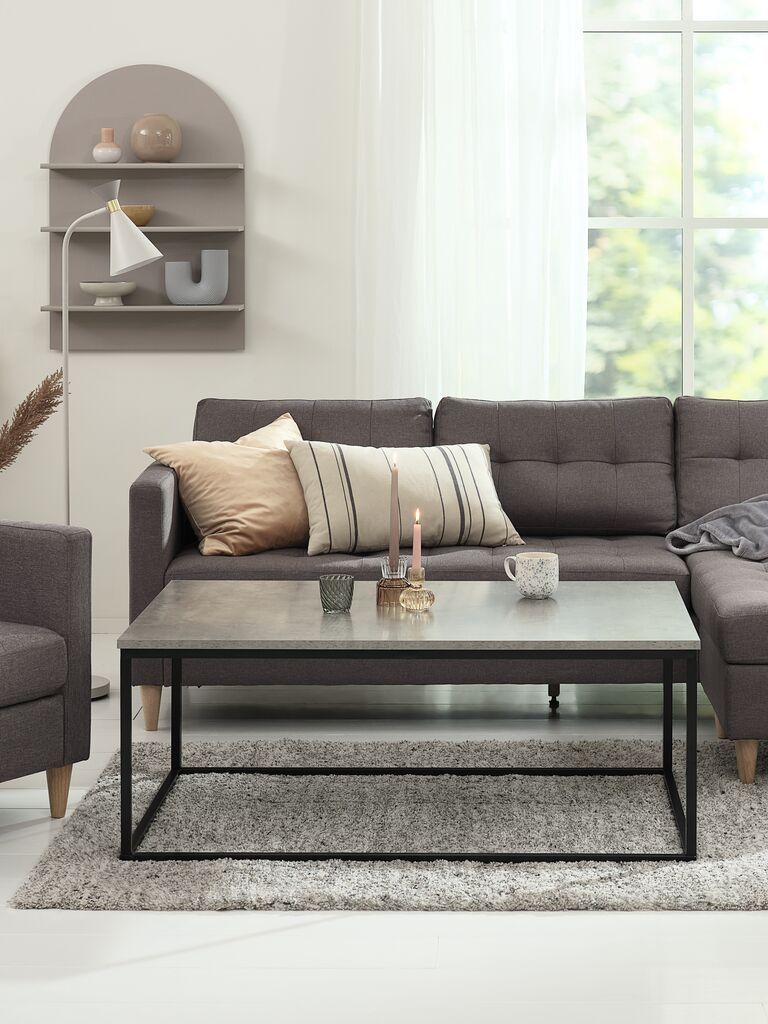 Bàn cafe | DOKKEDAL | kim loại/gỗ công nghiệp | xám/đen | R75xD115xC45cm