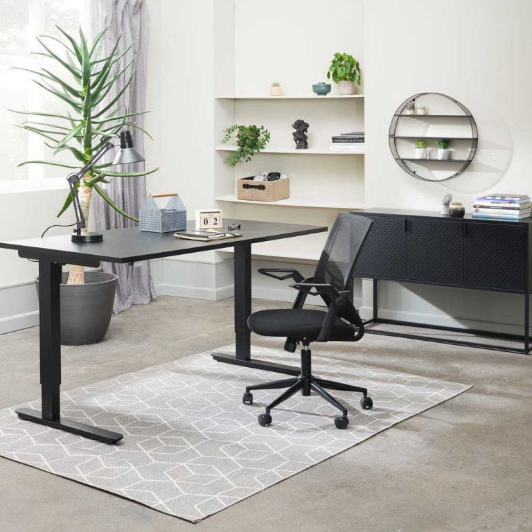 Bàn làm việc | STAUNING | gỗ công nghiệp/thép | đen | R80xD160xC75cm