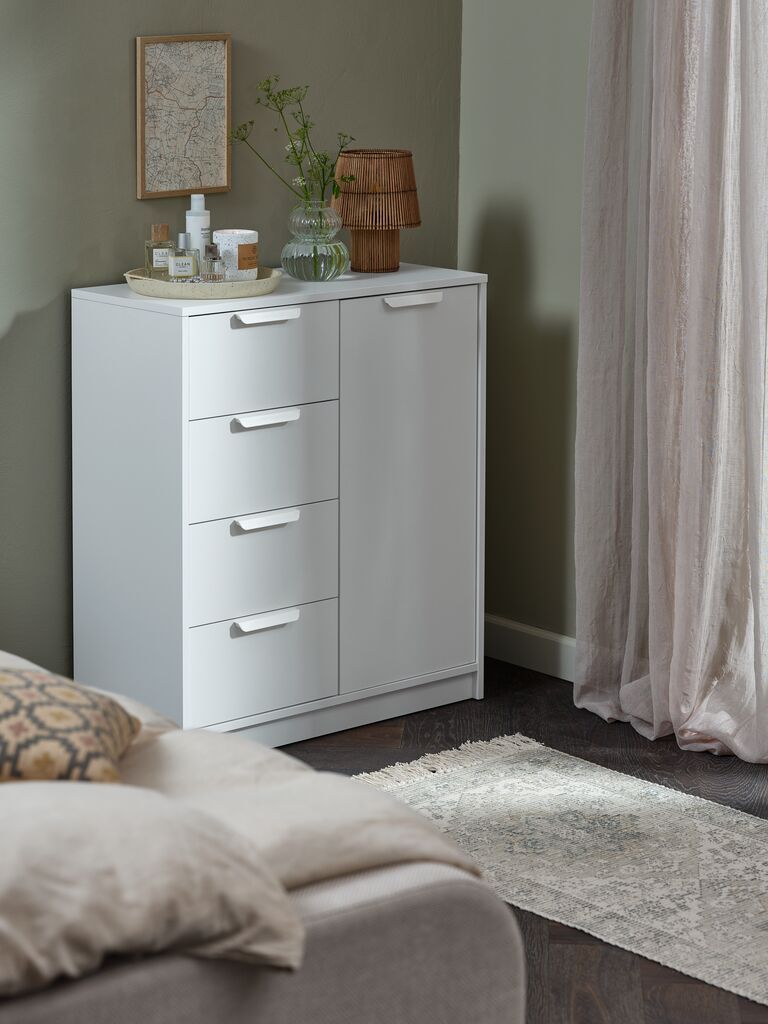 Tủ ngăn kéo 4 ngăn | JENSLEV | gỗ công nghiệp | trắng | R79xS36xC89cm