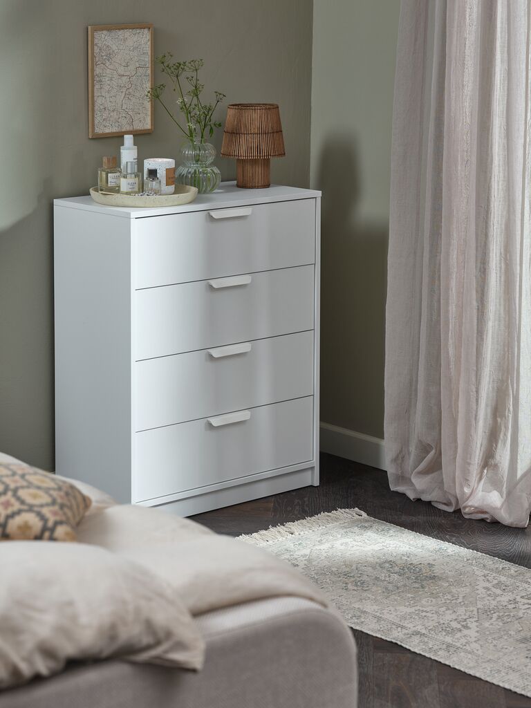 Tủ ngăn k&eacute;o 4 ngăn | JENSLEV | gỗ c&ocirc;ng nghiệp | trắng | R71xS36xC89cm