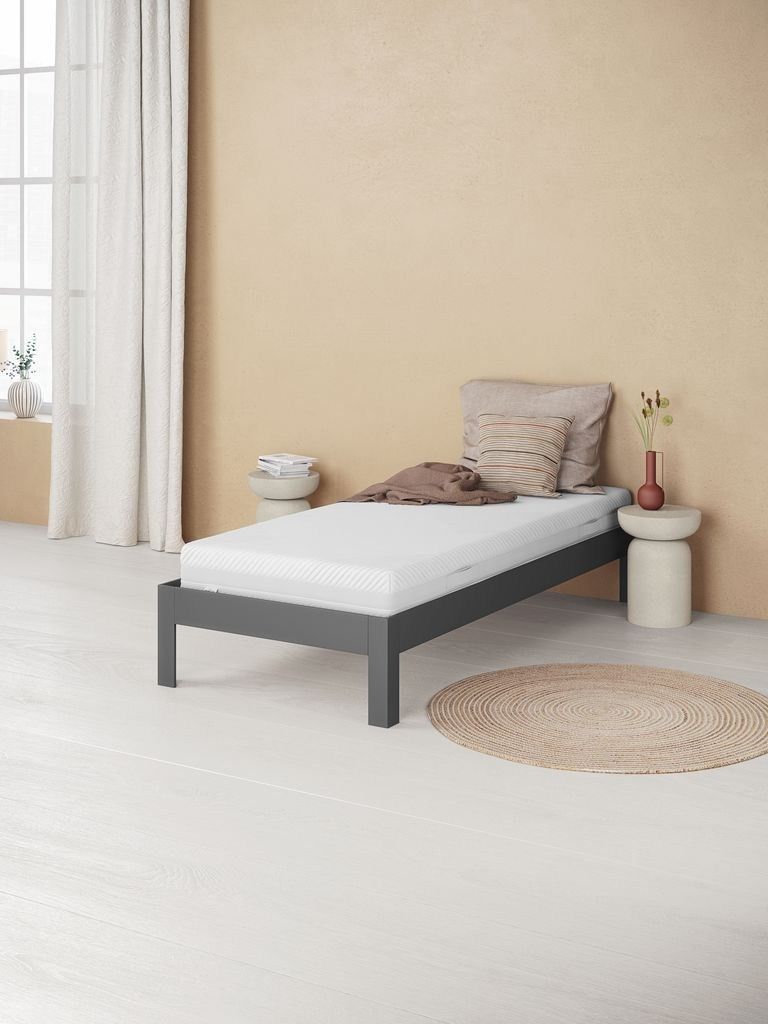 Giường đơn | KILDEN | th&eacute;p | x&aacute;m đậm | R90xD200cm