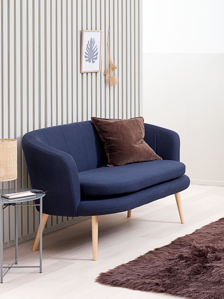 Sofa 2 chỗ | GISTRUP | vải polyester | xanh đậm | R137xS76xC71.5cm