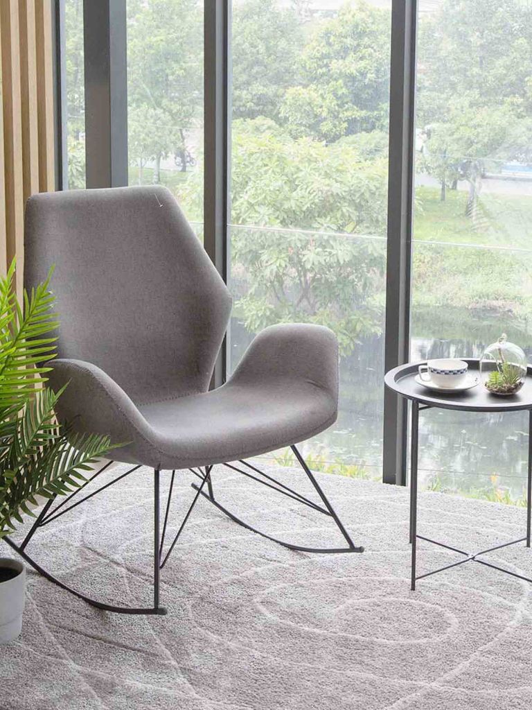 Ghế thư giãn | JARLEBJERG | thép/vải polyester | xám đậm | R74xS85xC94cm