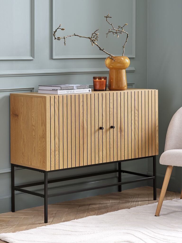 Tủ phòng ăn | HEMDRUP | gỗ công nghiệp/kim loại | màu sồi/đen | R100xS41xC80cm 