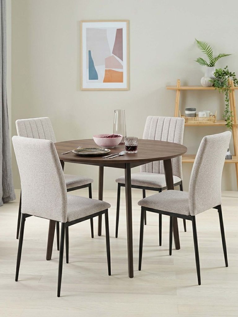Ghế bàn ăn | DEMINA | vải polyester/kim loại | be | R43.5xS53.5xC88.5cm