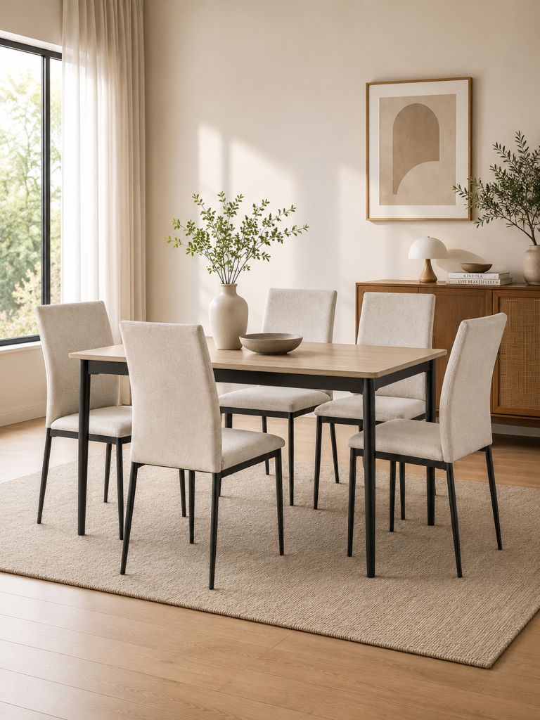 Ghế bàn ăn | DEMINA | vải polyester/kim loại | be | R43.5xS53.5xC88.5cm