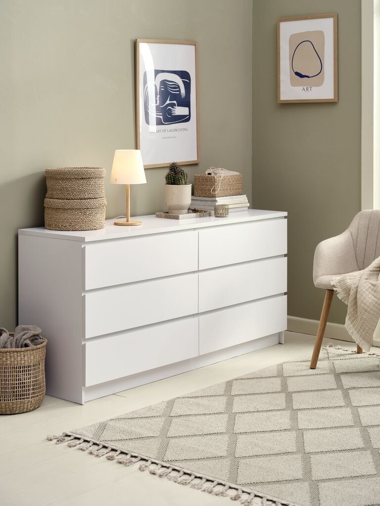 Tủ ngăn kéo 6 ngăn | LIMFJORDEN | gỗ công nghiệp | trắng | R161xS48xC79cm