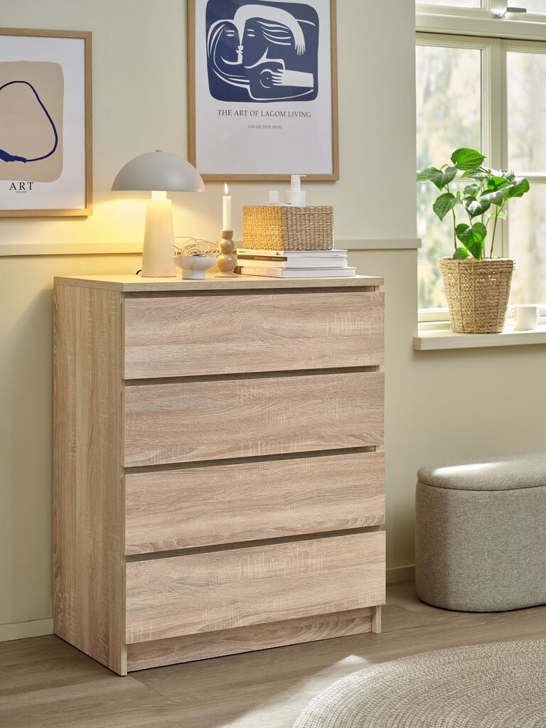 Tủ ngăn kéo 4 ngăn | LIMFJORDEN | gỗ công nghiệp | màu sồi nhạt | R81xS48xC101cm