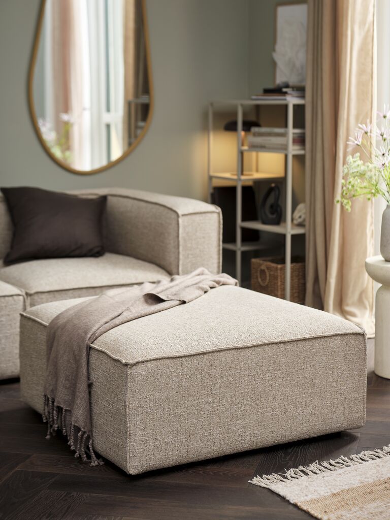 Ghế đôn | SKIBBY | vải polyester | vàng cát | R90xS90xC42cm