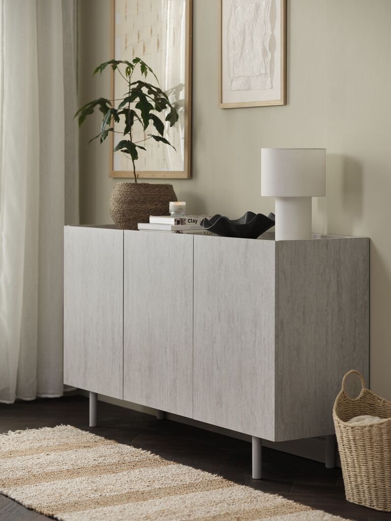 Tủ phòng ăn | KRONDAL | 3 cánh | gỗ công nghiệp | màu đá cẩm thạch | R147xS42xC84cm