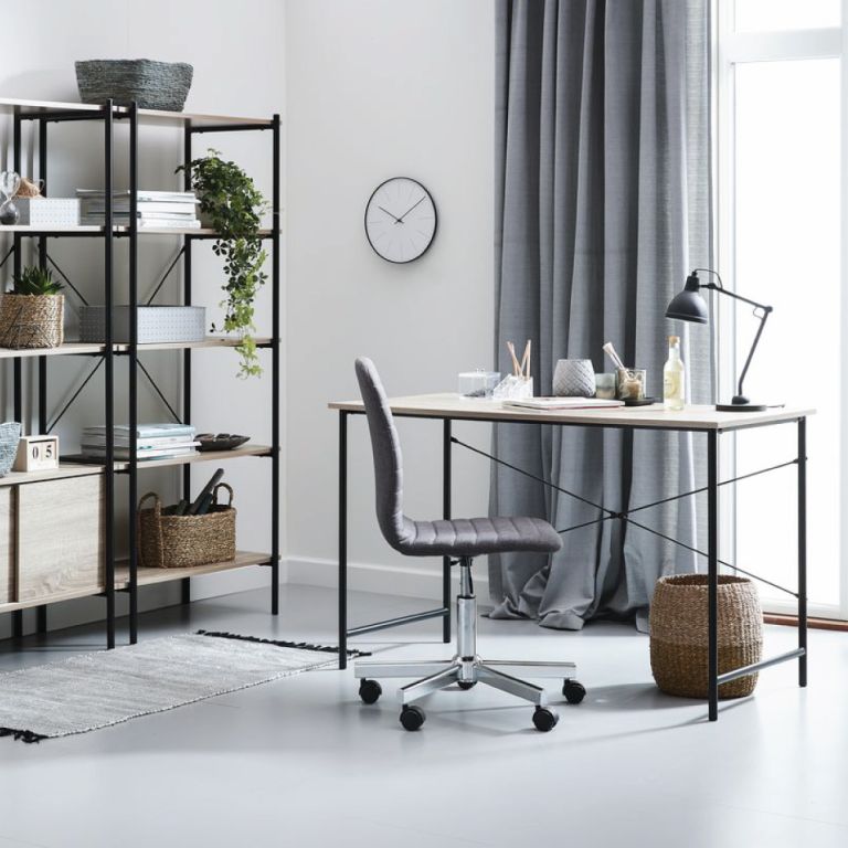 Bàn làm việc | VANDBORG | gỗ công nghiệp/kim loại | màu sồi/đen | R60xD120xC75cm