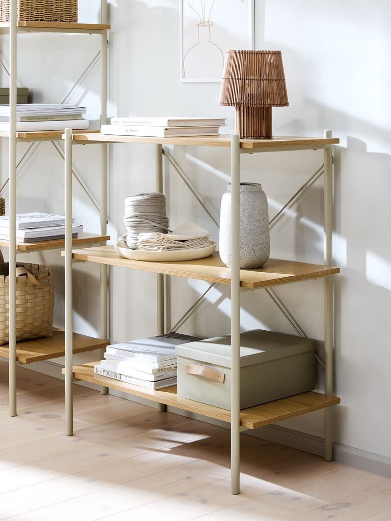 Kệ sách 3 tầng | VANDBORG | gỗ công nghiệp/kim loại | be/màu sồi | R80xS40xC92cm