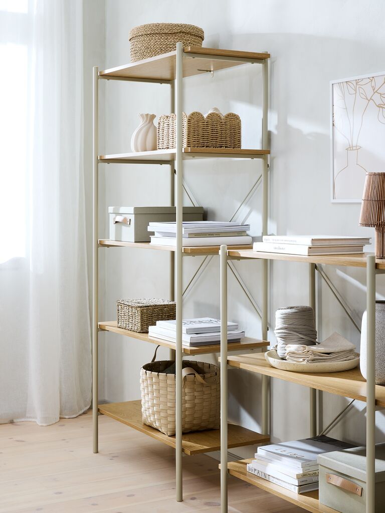 Kệ sách 5 tầng | VANDBORG | gỗ công nghiệp/kim loại | be/màu sồi | R80xS40xC166cm