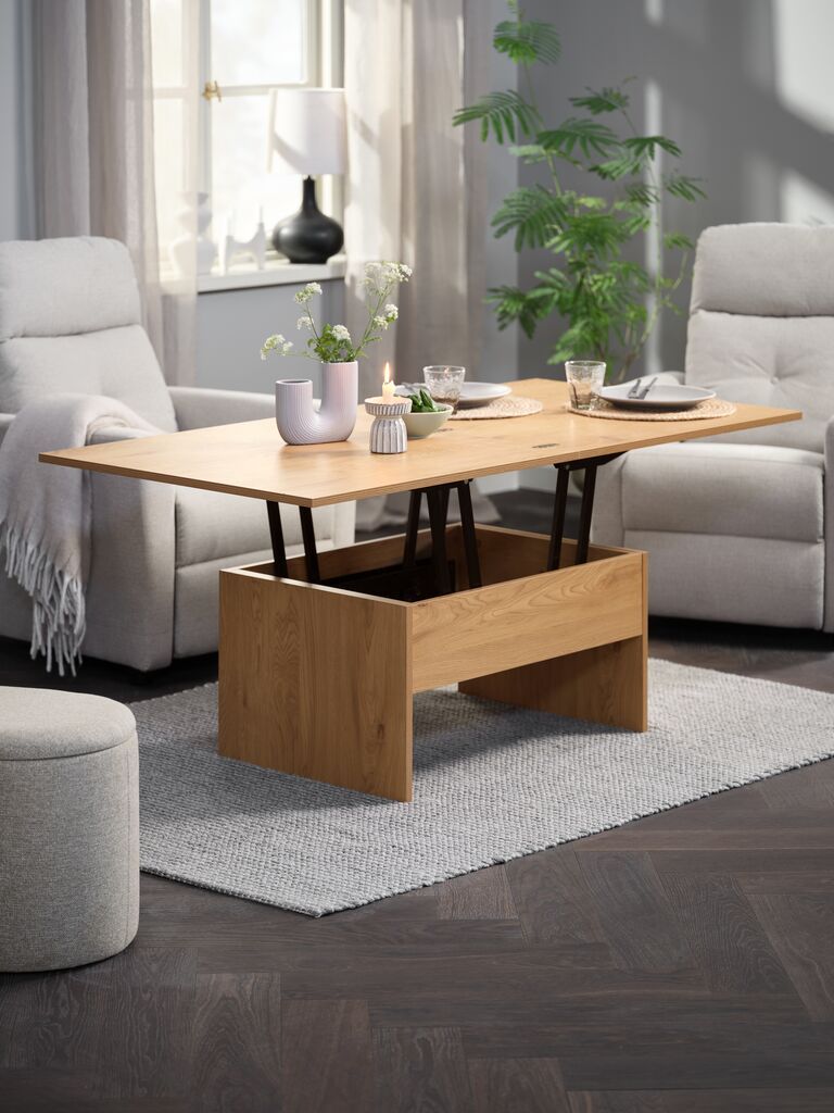 Bàn cafe mở rộng | VARDE | gỗ công nghiệp | màu sồi | R80xC44/70xD80/160cm