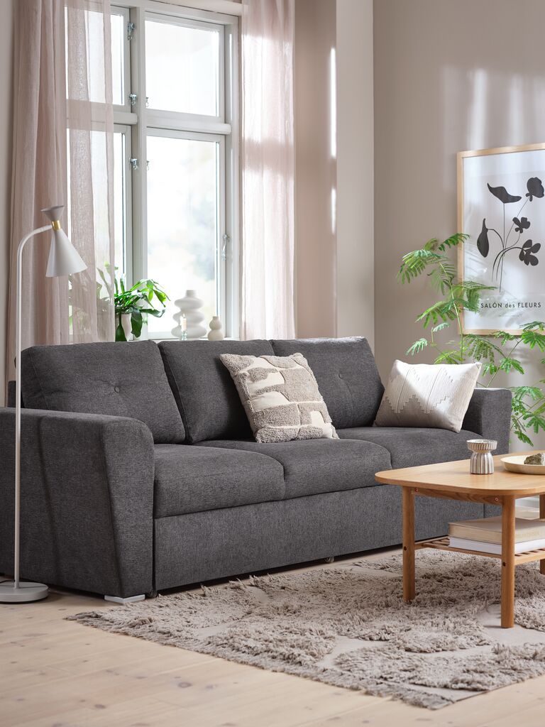 Sofa giường | VEJLBY | vải polyester | xám | R240xS88/140xC86cm