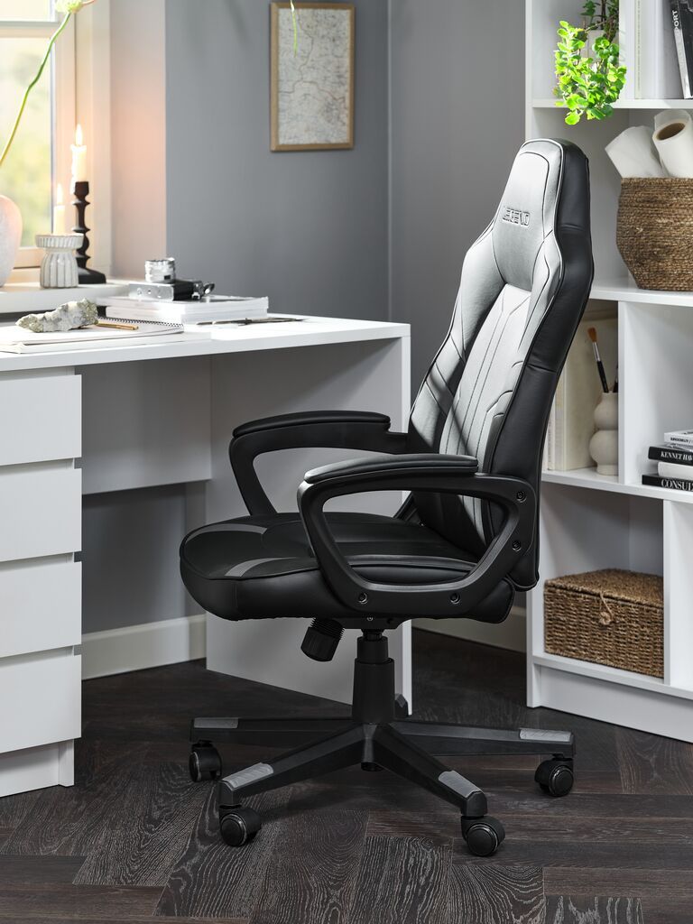 Ghế gaming | FJELSTED | da PU | đen | R70xS70xC111/121cm