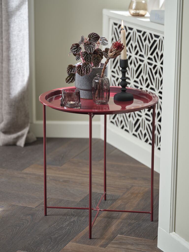 Bàn góc | RANDERUP | kim loại | đỏ thẫm | Ø47xC51cm