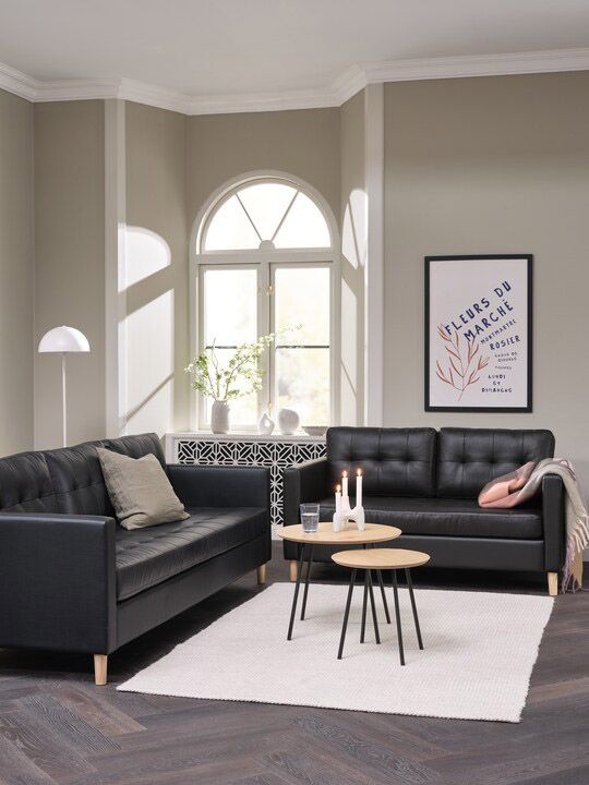 Sofa 3 chỗ | FALSLEV | da PU | đen | R216xS84xC78cm