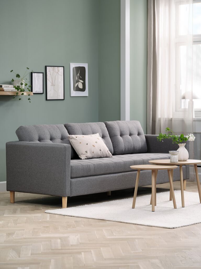 Sofa 3 chỗ | FALSLEV | vải polyester | xám | R216xS84xC78cm