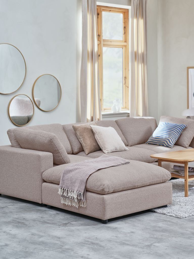 Ghế đôn | LYBY | vải polyester | vàng cát | R98xS98xC45cm