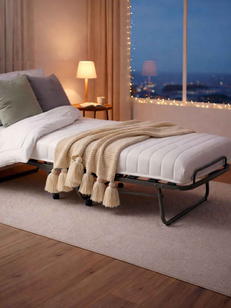 Giường gập | SYDALS | memory foam/thép | xám nhạt/ghi đậm | R80xD200cm