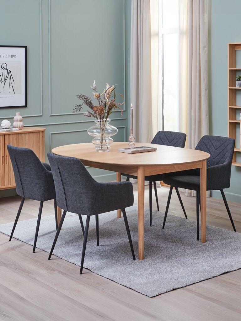 Ghế bàn ăn | PURHUS | kim loại/vải polyester | xám/đen | R59xS58xC84cm