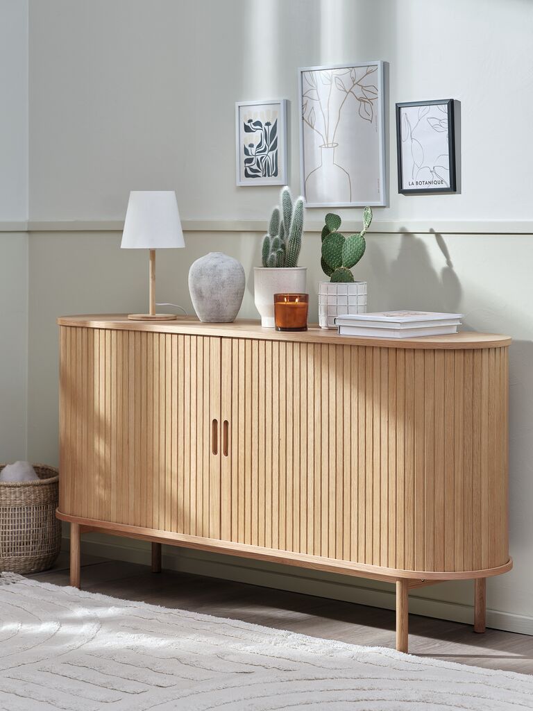 Tủ phòng ăn | LYNGVIG | 2 cánh trượt | gỗ công nghiệp/veneer sồi | màu sồi | R160xS40xC80cm