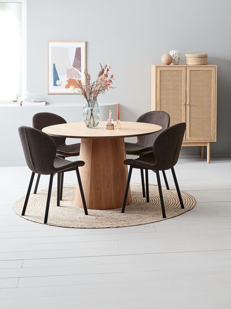 Ghế b&agrave;n ăn | GEVNINGE | kim loại/vải polyester | n&acirc;u đậm/đen | R51xS56xC86cm