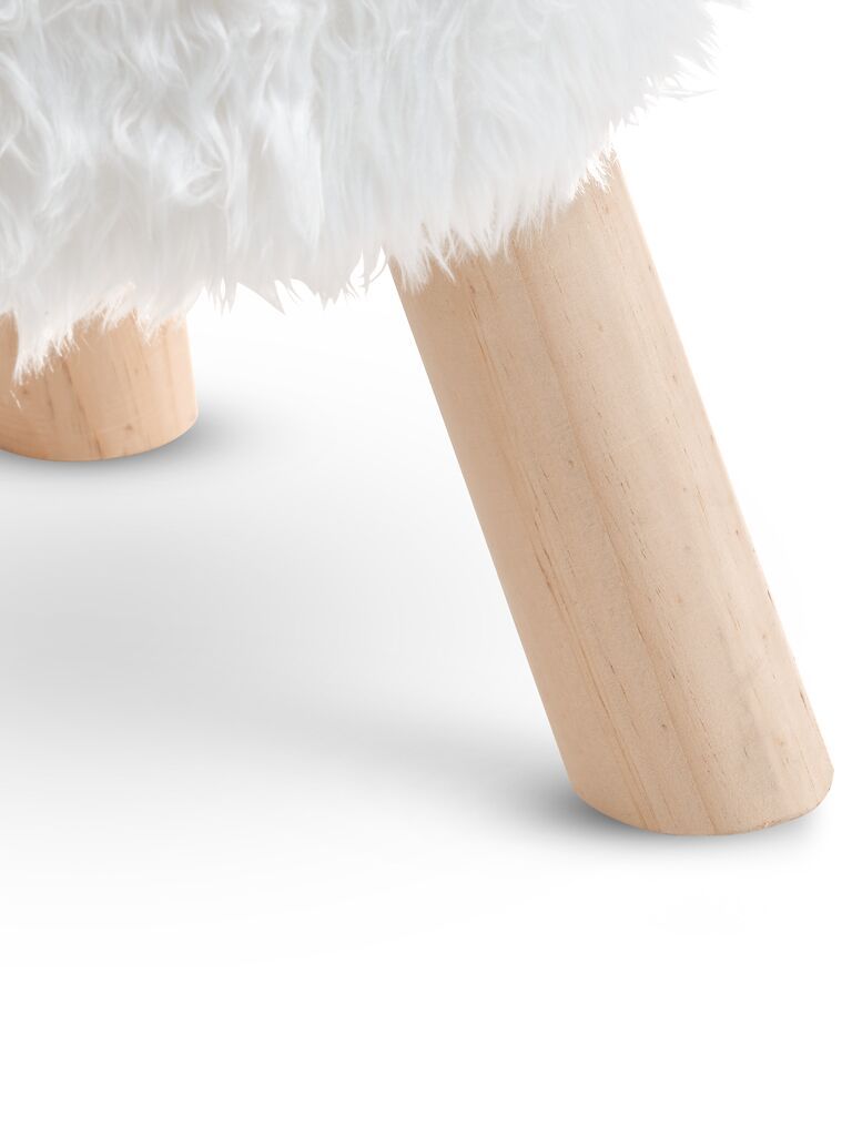 Ghế đôn | VALLEKILDE | polyester/gỗ tự nhiên | trắng | Ø30xC38cm