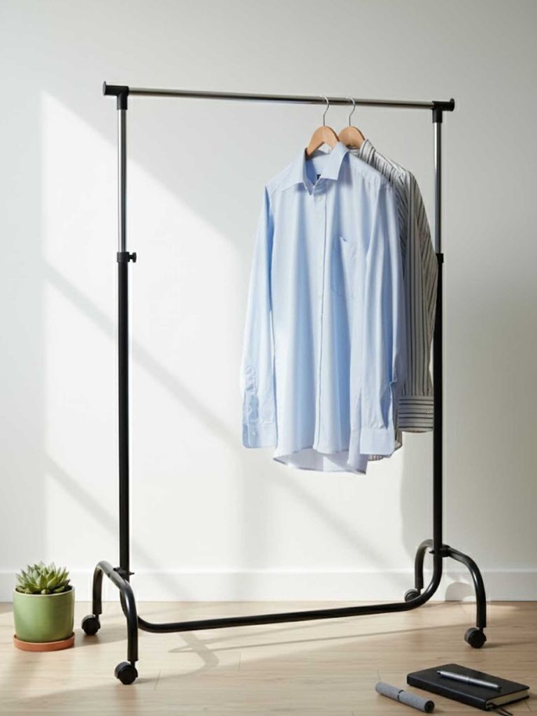 Giá treo quần áo | JERSLEV | PP/thép | đen/màu chrom | R90xS45xC100/175cm