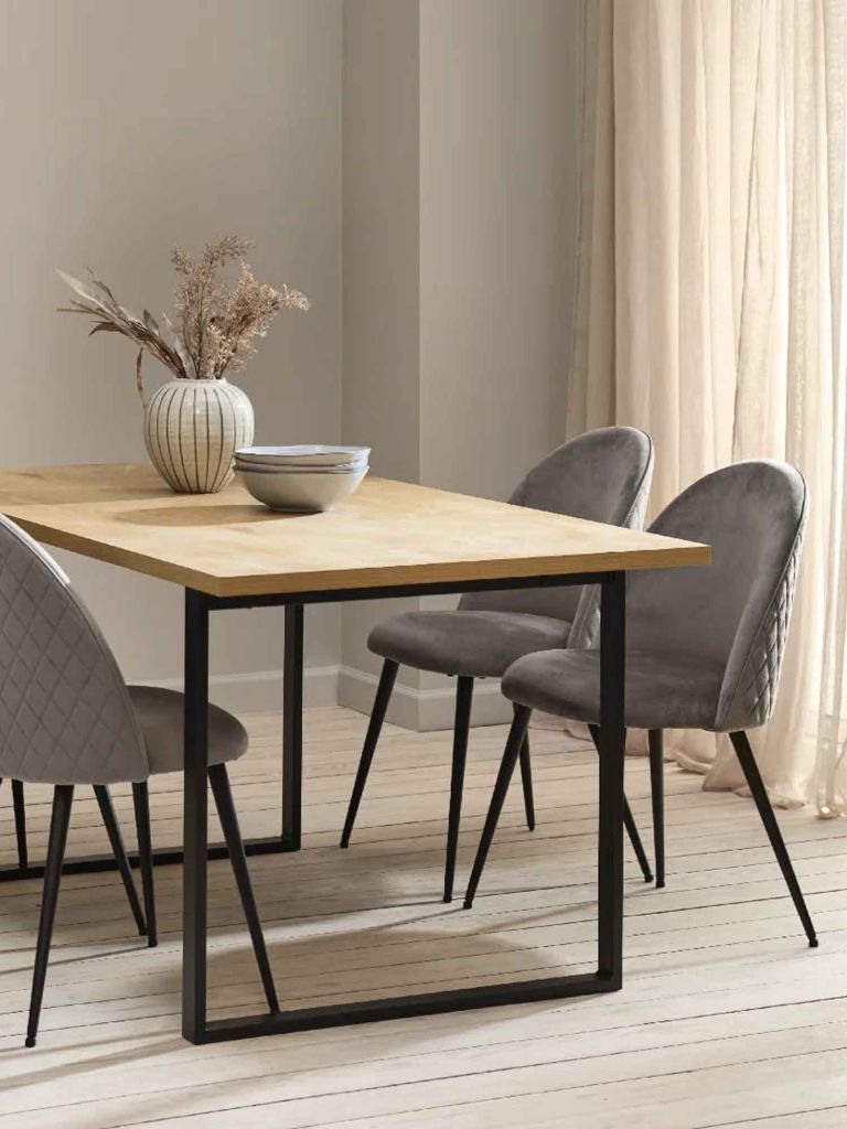 Ghế bàn ăn | KOKKEDAL | kim loại/vải polyester | xám/đen | R52xS53xC82cm