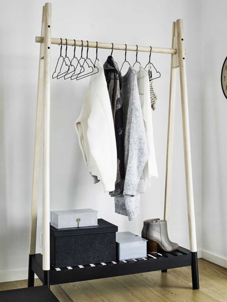 Giá treo quần áo | JENNET | gỗ tự nhiên | đen/sồi | R105xS46xC170cm