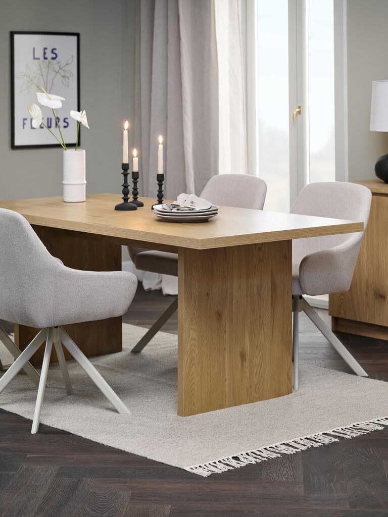 Bàn ăn | MUNKEBY | gỗ công nghiệp | màu sồi | R90xD200xC75cm