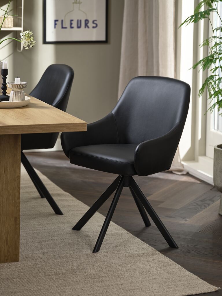 Ghế xoay | ROSTRUP | chân kim loại/da PU | đen | R57xS57xC86cm