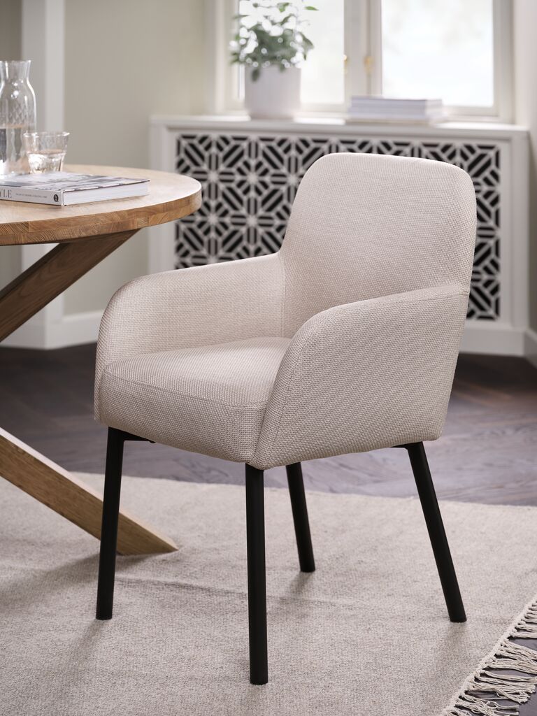 Ghế bàn ăn | SOTTRUP | vải polyester/kim loại | be/đen | R56.5xS60xC82.5cm