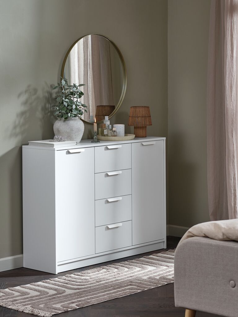 Tủ phòng ăn | JENSLEV | 2 cánh 4 ngăn | gỗ công nghiệp | trắng | R118xS36xC89cm