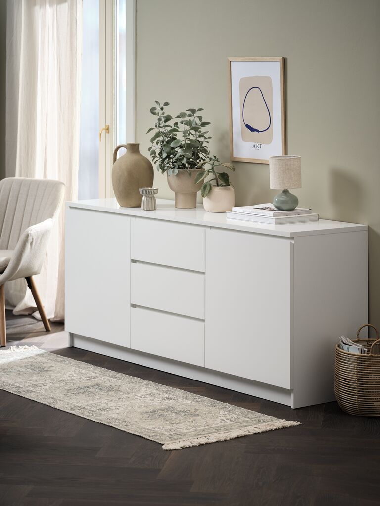 Tủ phòng ăn | LIMFJORDEN | 2 cánh 3 ngăn | gỗ công nghiệp | trắng | R181xS48xC78cm