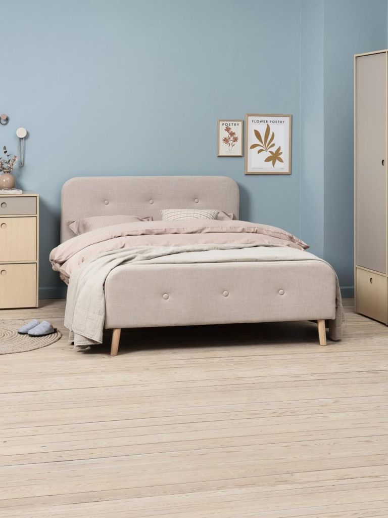 Giường | KONGSBERG | gỗ c&ocirc;ng nghiệp/gỗ tự nhi&ecirc;n | be | R180xD200cm