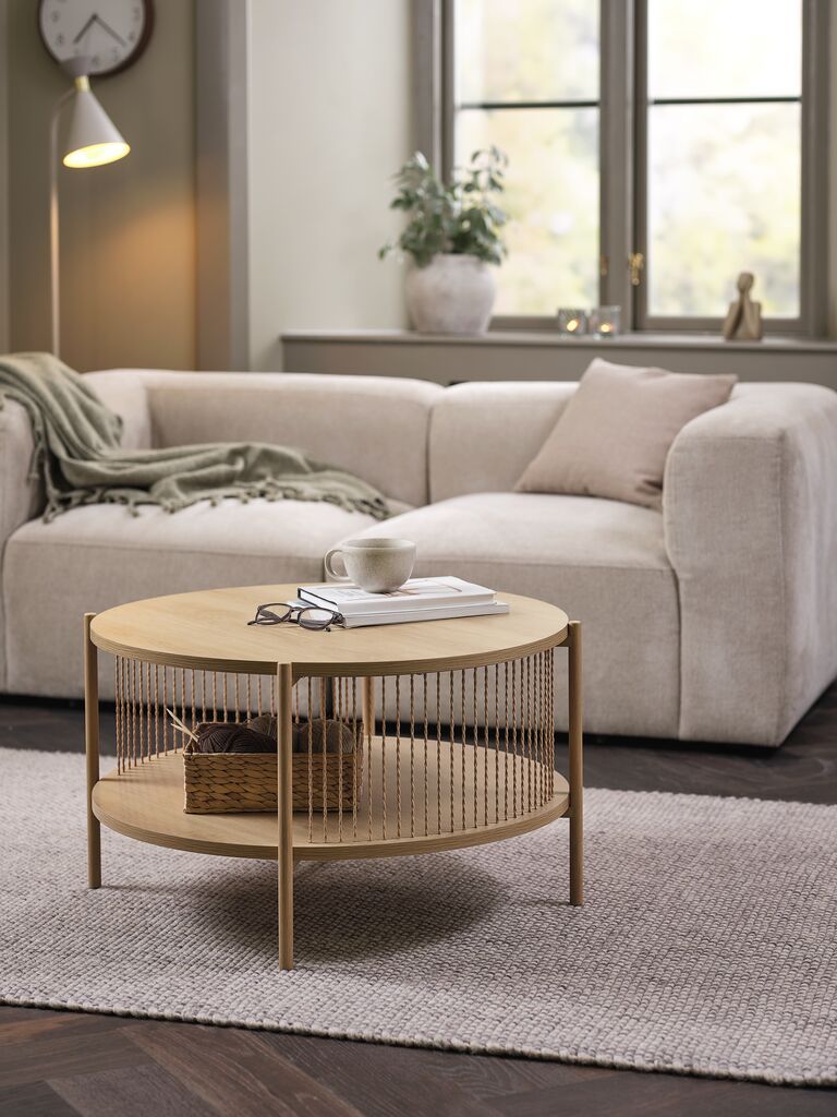 Bàn cafe | SNESLEV | kim loại/gỗ công nghiệp | màu sồi | Ø70xC41cm