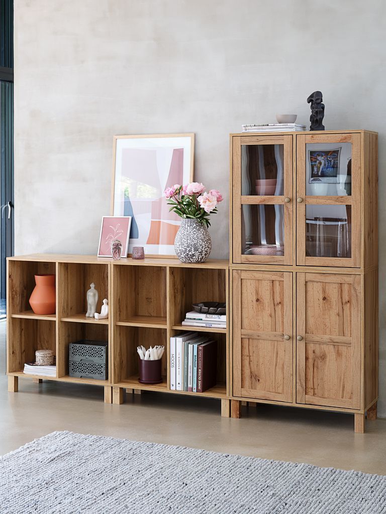Kệ trưng bày cửa gỗ | SKALS | gỗ công nghiệp | màu sồi | R71xS35xC71/81cm