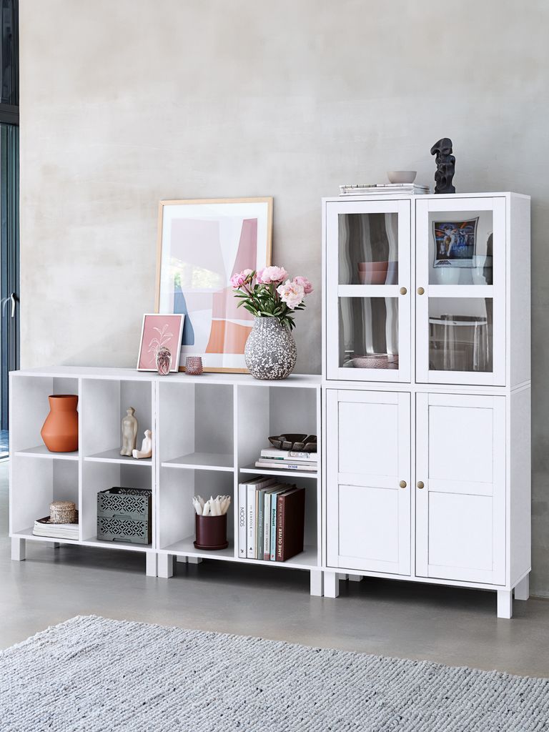 Kệ trưng bày 4 ngăn | SKALS | gỗ công nghiệp | trắng | R71xS35xC71/81cm