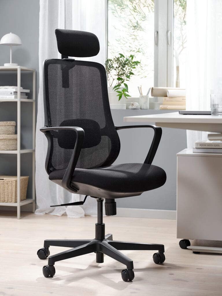 Ghế làm việc | KARLSLUNDE | polyester mesh | đen | R58xD62xC101/110cm