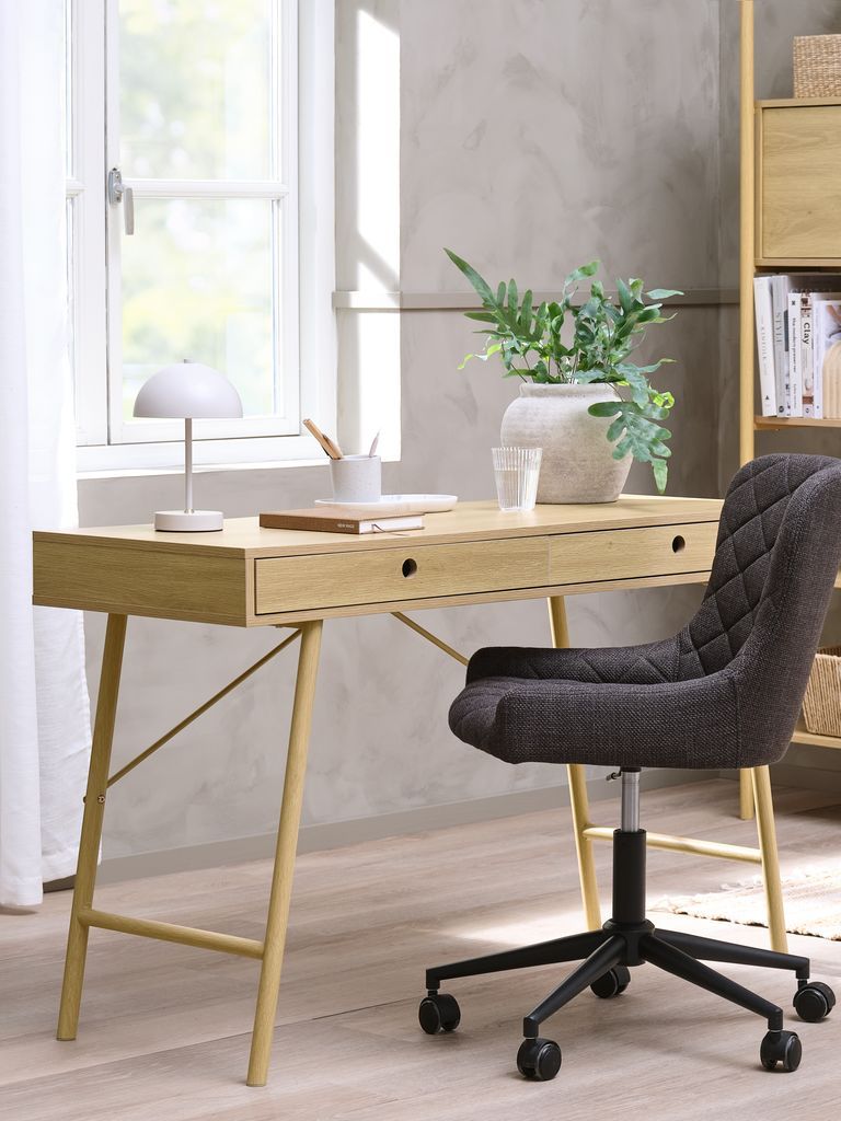 Bàn làm việc | LINDVED | gỗ công nghiệp/kim loại | màu sồi | R48xD120xC76cm
