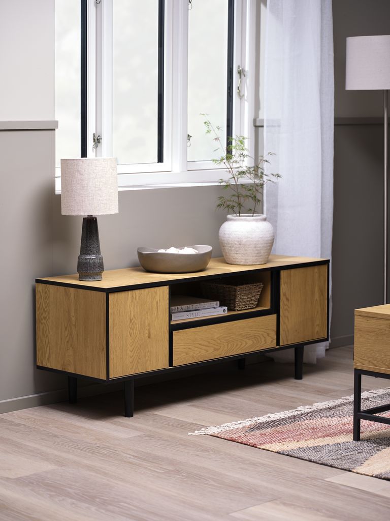 Kệ TV | ODENSE | gỗ công nghiệp | màu sồi/đen | R130xS40xC50cm