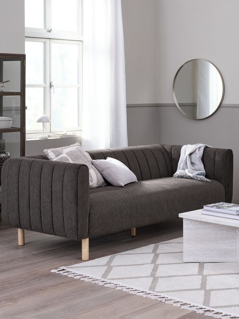 Sofa 3 chỗ | MAGLEBY | vải polyester | nâu đậm | R209.5xS88xC72cm