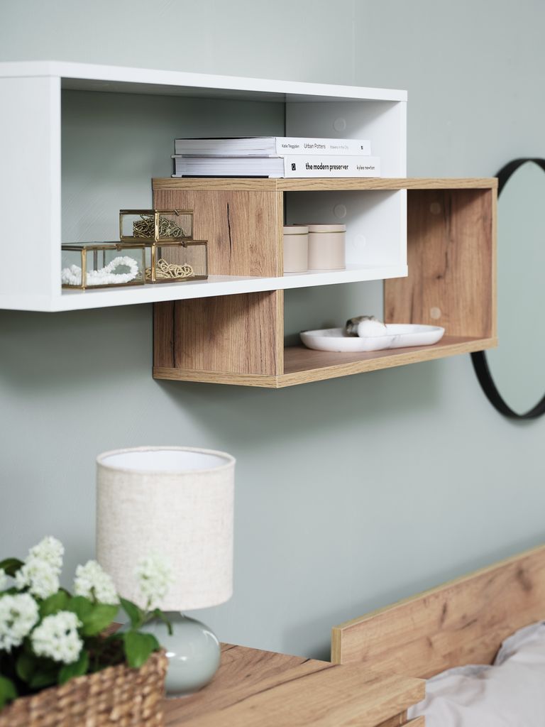 Kệ treo tường | ALLESTED | gỗ công nghiệp | trắng/sồi | R110xS20xC40cm