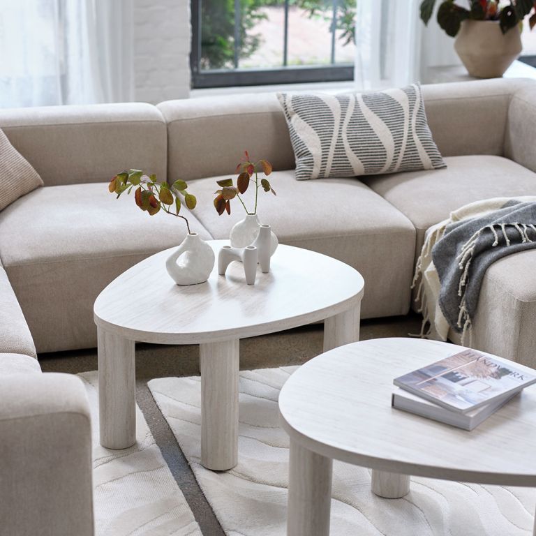 Bàn cafe | LUNDEBORG | gỗ công nghiệp | màu đá cẩm thạch | R67xD84xC42cm